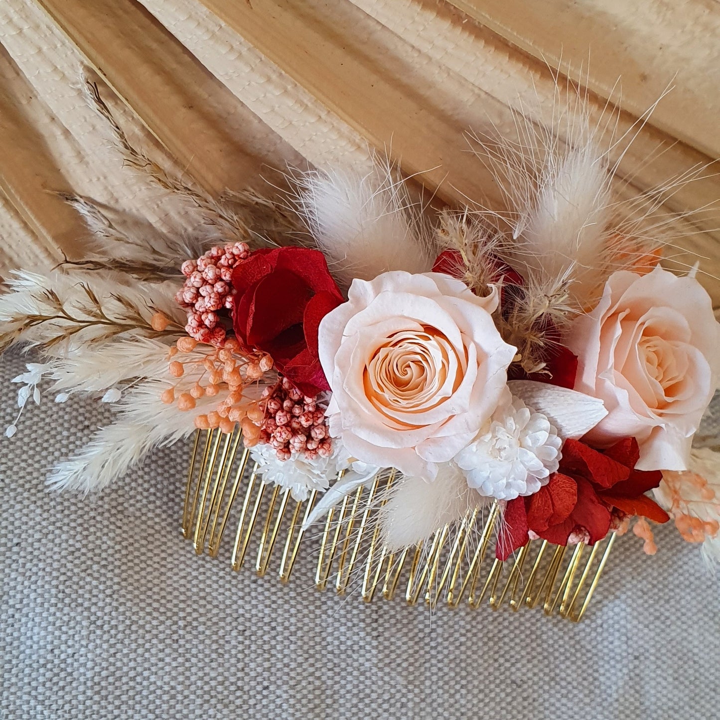 Peigne fleuri | Avec rose