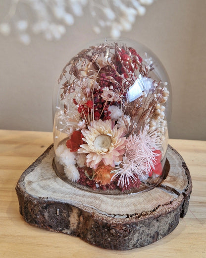 Cloche fleurie rondin de bois - personnalisable