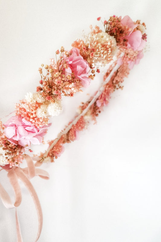 Couronne cheveux | rose & blanc